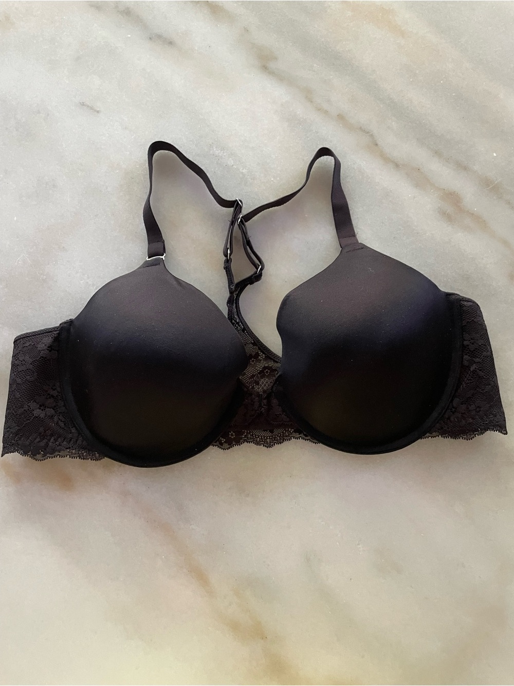 Maidenform Black Lace Racerback T-Shirt Bra with Molded Cups